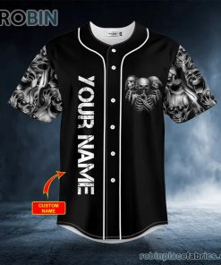 no i dont hear s skull custom baseball jersey 265 a8c9f