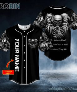 No I Don’t Hear S Skull Custom Baseball Jersey