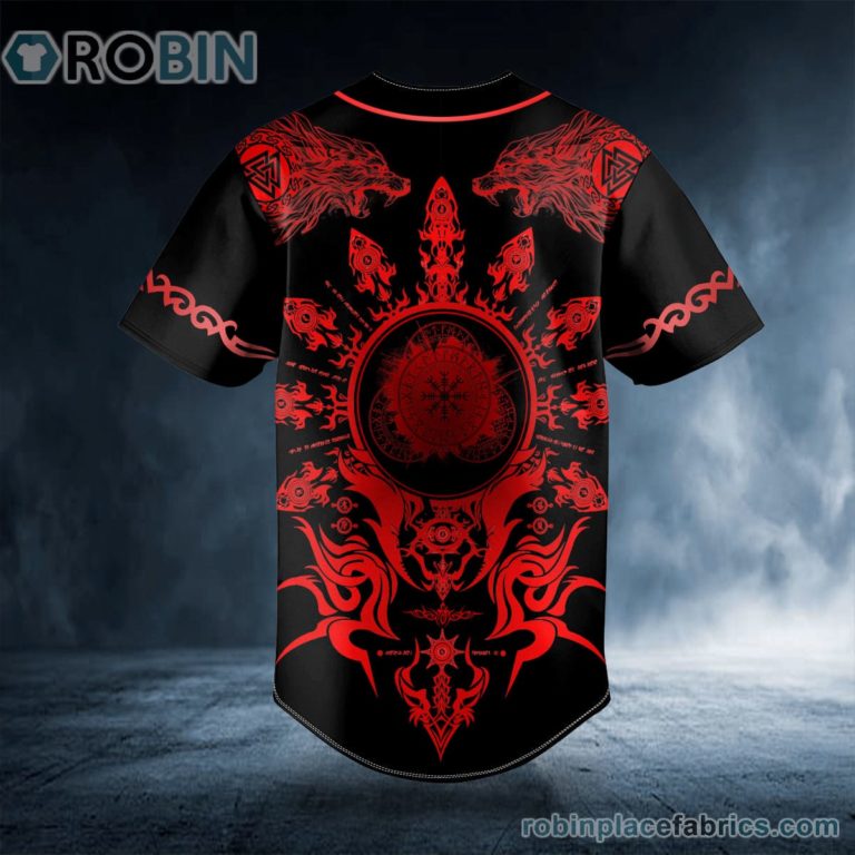 Norse Compass Hakumen Wolves Viking Tattoo Custom Baseball Jersey