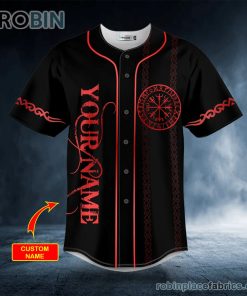 Norse Compass Hakumen Wolves Viking Tattoo Custom Baseball Jersey
