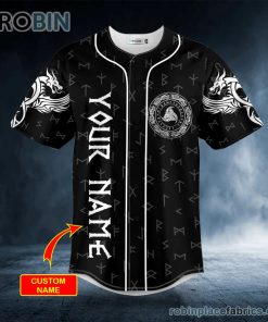 norse dragon viking white tattoo custom baseball jersey 260 TrtqH