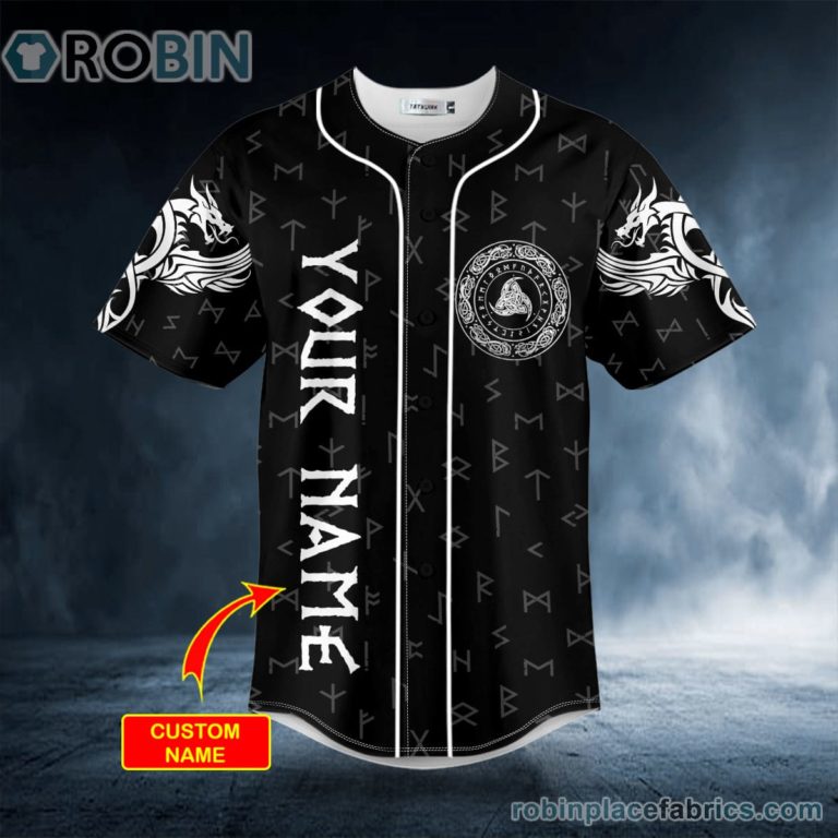 Norse Dragon Viking White Tattoo Custom Baseball Jersey