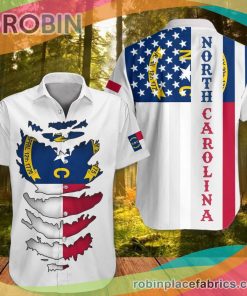 North Carolina Casual Button Down Hawaiian Shirt Honor NC State Button Up Shirt North Carolina