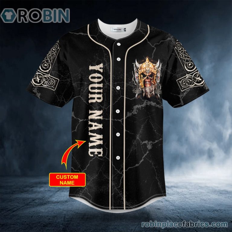 Not Kill Me Should Run Golden Helmet Viking Skull Custom Baseball Jersey