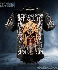Not Kill Me Should Run Golden Helmet Viking Skull Custom Baseball Jersey