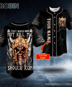 not kill me should run golden helmet viking skull custom baseball jersey 57 GuFB8
