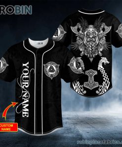 odin king viking white tattoo custom baseball jersey 53 5Ud1o