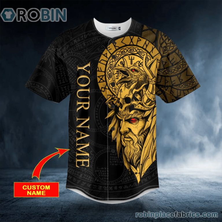 Odin Ragnarok Nordic Viking Yellow Tattoo Custom Baseball Jersey