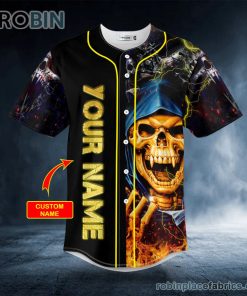 orange grim reaper lightning fire custom baseball jersey 248 f9kCJ