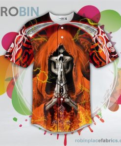 orange grim reaper prayer fire skull baseball jersey rb9349122 exOFq