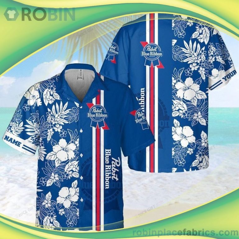 Pabst Blue Ribbon 3D Short Sleeve Button Down Hawaiian Shirt