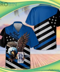 Pabst Blue Ribbon Eagle Short Sleeve Button Down Hawaiian Shirt