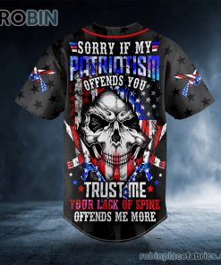 Patriotism Offends You American Flag Cross Gun Skull Custom Baseball Jersey Patriotism Offends You American Flag Cross Gun Skull Custom Baseball Jersey