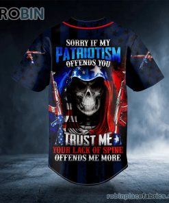 Patriotism Offends You American Flag Grim Reaper Skull Custom Baseball Jersey Patriotism Offends You American Flag Grim Reaper Skull Custom Baseball Jersey