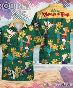 Phineas and Ferb Hawaiian Shirt, Casual Short Sleeve Shirt