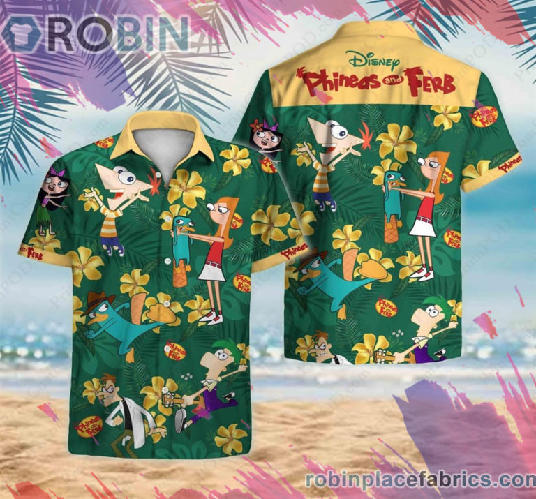 Phineas and Ferb Hawaiian Shirt, Casual Short Sleeve Shirt