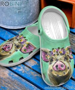 Pig Floral Crown RBPL22 Crocs Crocband Clog 3D Crocs Print Full