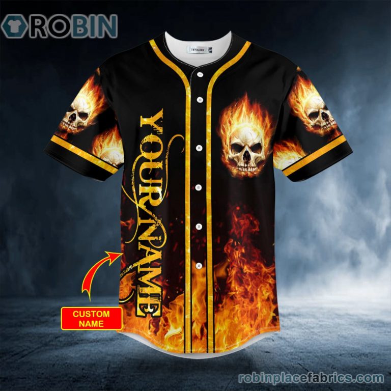 Pile Of Fire Skull Personalized Baseball Jersey
