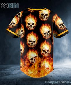 Pile Of Fire Skull Personalized Baseball Jersey