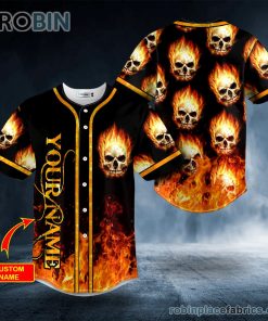 pile of fire skull personalized baseball jersey 45 xcxev