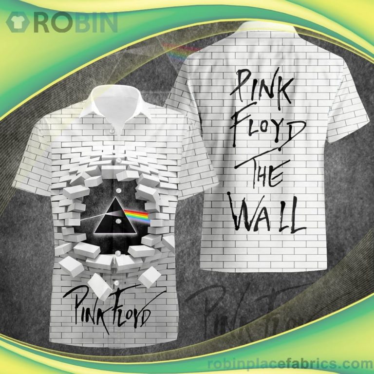 Pink Floyd The Wall White Brick Short Sleeve Button Down Hawaiian Shirt