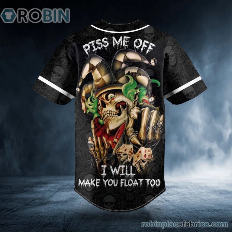 Piss Me Off Joker Skull Custom Baseball Jersey