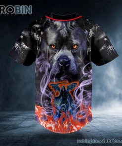 pitbull grim reaper fire skull custom baseball jersey 434 EuUqI