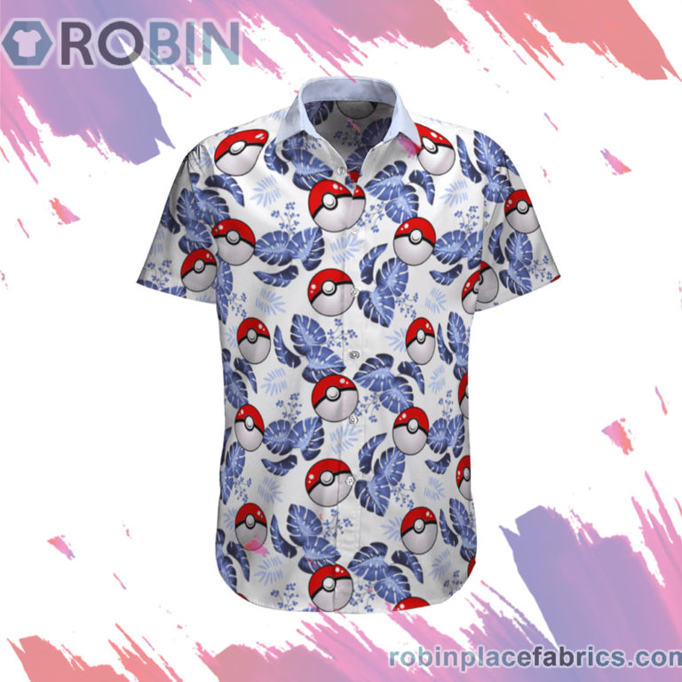 Pokemon Ball Hawaiian Shirt, Casual Short Sleeve Shirt