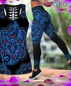 Puerto Rice Blue Black Tank Top Legging Set