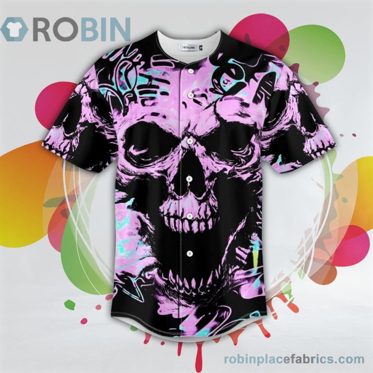 Purple Graffiti Skull Baseball Jersey RB6849