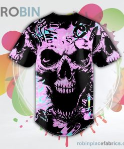 Purple Graffiti Skull Baseball Jersey RB6849 Purple Graffiti Skull Baseball Jersey RB6849