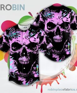 purple graffiti skull baseball jersey rb684933 Xfume