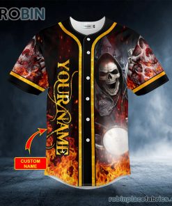 reaper rider fire skull personalized baseball jersey 238 xFzUS