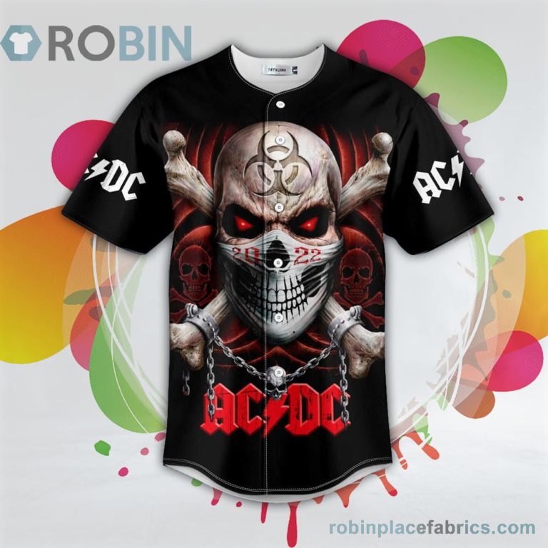 Red Biohazard Crossbone In Mask Skull Baseball Jersey RB3205