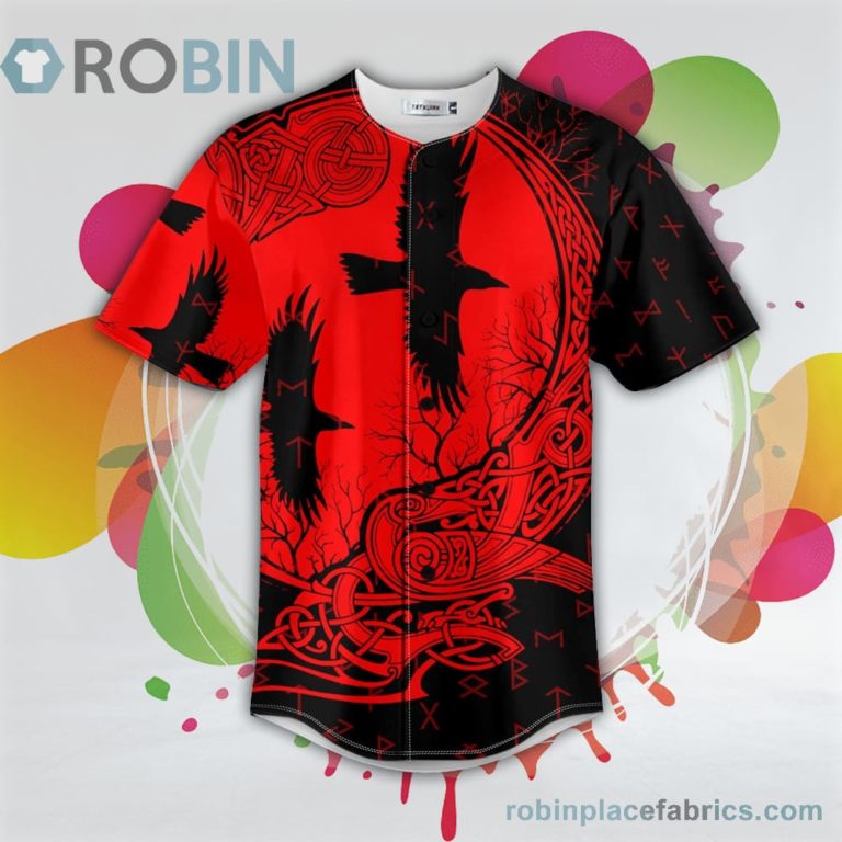 Red Black Ravens Viking Baseball Jersey RB5069
