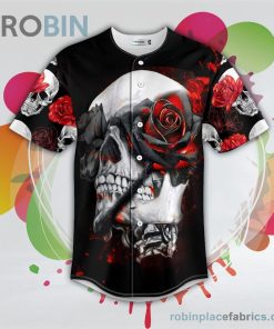 red black rose break skull baseball jersey rb3616118 uWNwi