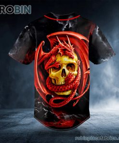 red celtic dragon skull custom baseball jersey 427 dBmUY