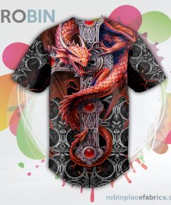Red Dragon Gothic Tarot Skull Baseball Jersey RB6961