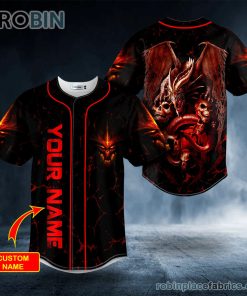 Red Dragon Trap The Hunt Skull Custom Baseball Jersey