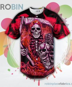 Red Grim Reaper Skull Baseball Jersey RB2618