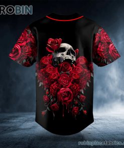 red rose killer skull custom baseball jersey 234 sSb6T