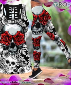 Red Rose Skull Tank Top Legging Set