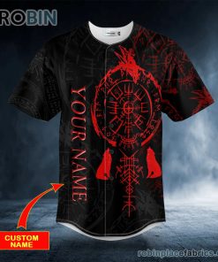 red runes viking compass tattoo custom baseball jersey 233 OWD6J