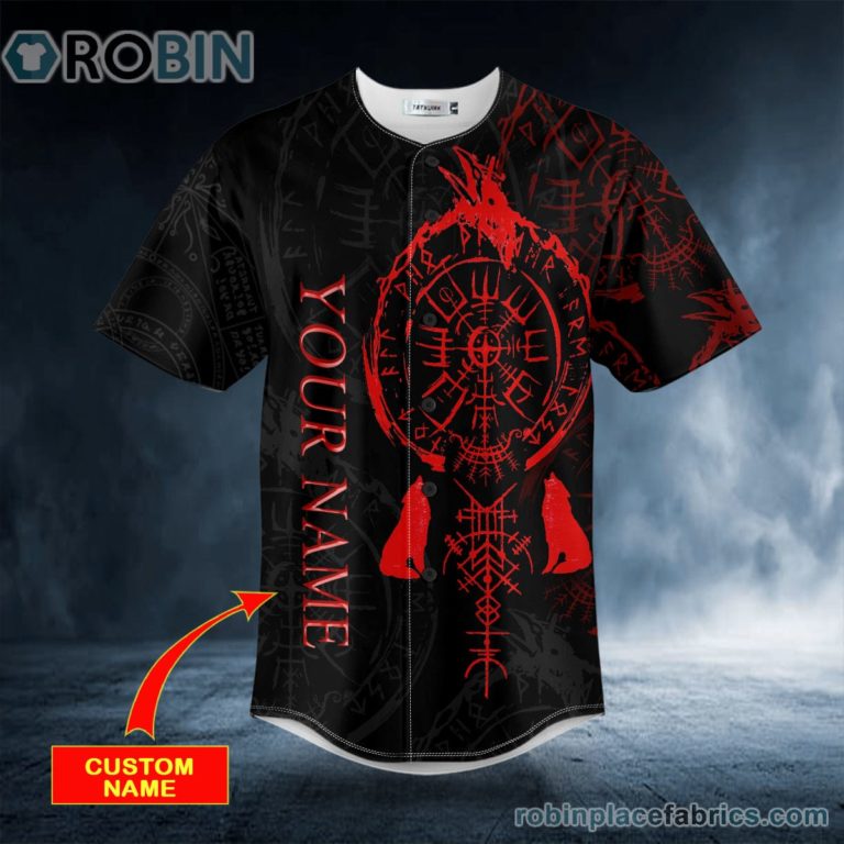 Red Runes Viking Compass Tattoo Custom Baseball Jersey