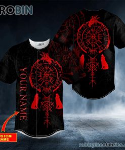 Red Runes Viking Compass Tattoo Custom Baseball Jersey