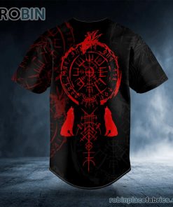 red runes viking compass tattoo custom baseball jersey 423 2tq3R