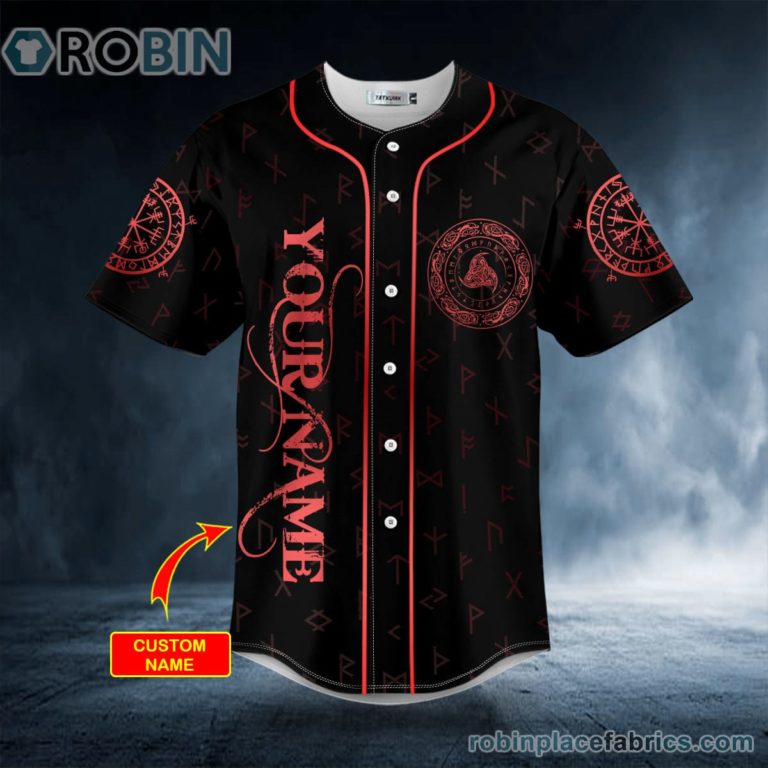 Red Valknut Warrior Viking Tattoo Custom Baseball Jersey