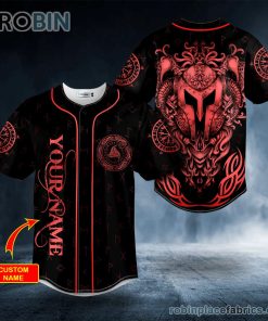 Red Valknut Warrior Viking Tattoo Custom Baseball Jersey