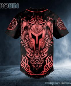 red valknut warrior viking tattoo custom baseball jersey 422 NVu3r