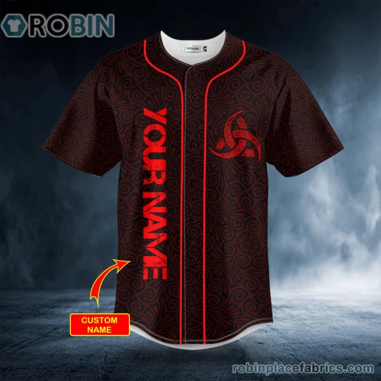 Red Vegvisir Viking Tattoo Personalized Baseball Jersey